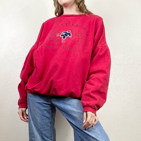 Vintage 90’s e.n.u.f. Internationale Red Oversized Sweatshirt - Picture 3 of 8